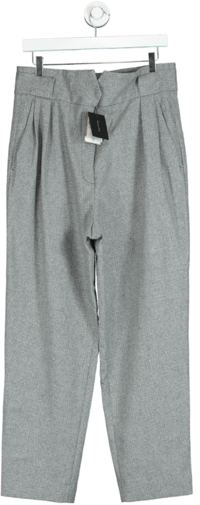 Massimo Dutti Wool Houndstooth Darted Trousers In Grey Marl UK 14 - Reliked