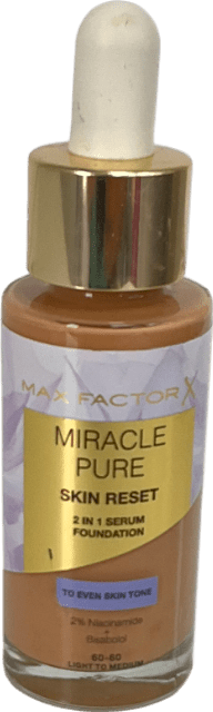 Max Factor Miracle Pure Skin Reset Serum Foundation 60 - 80 Light To Medium 30ml - Reliked