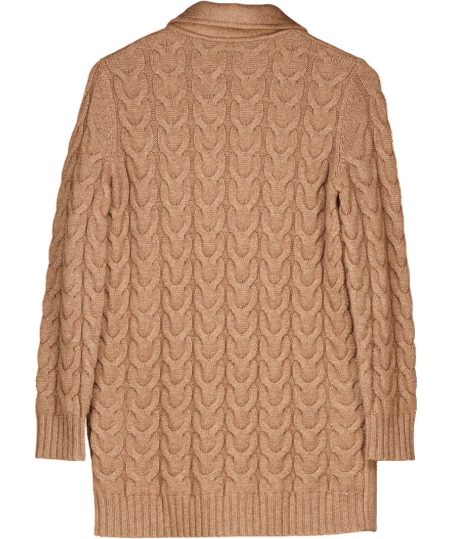 MaxMara Beige Cashmere / Wool Micio Double - breasted Cable - knit Cardigan Jacket UK XS - Reliked