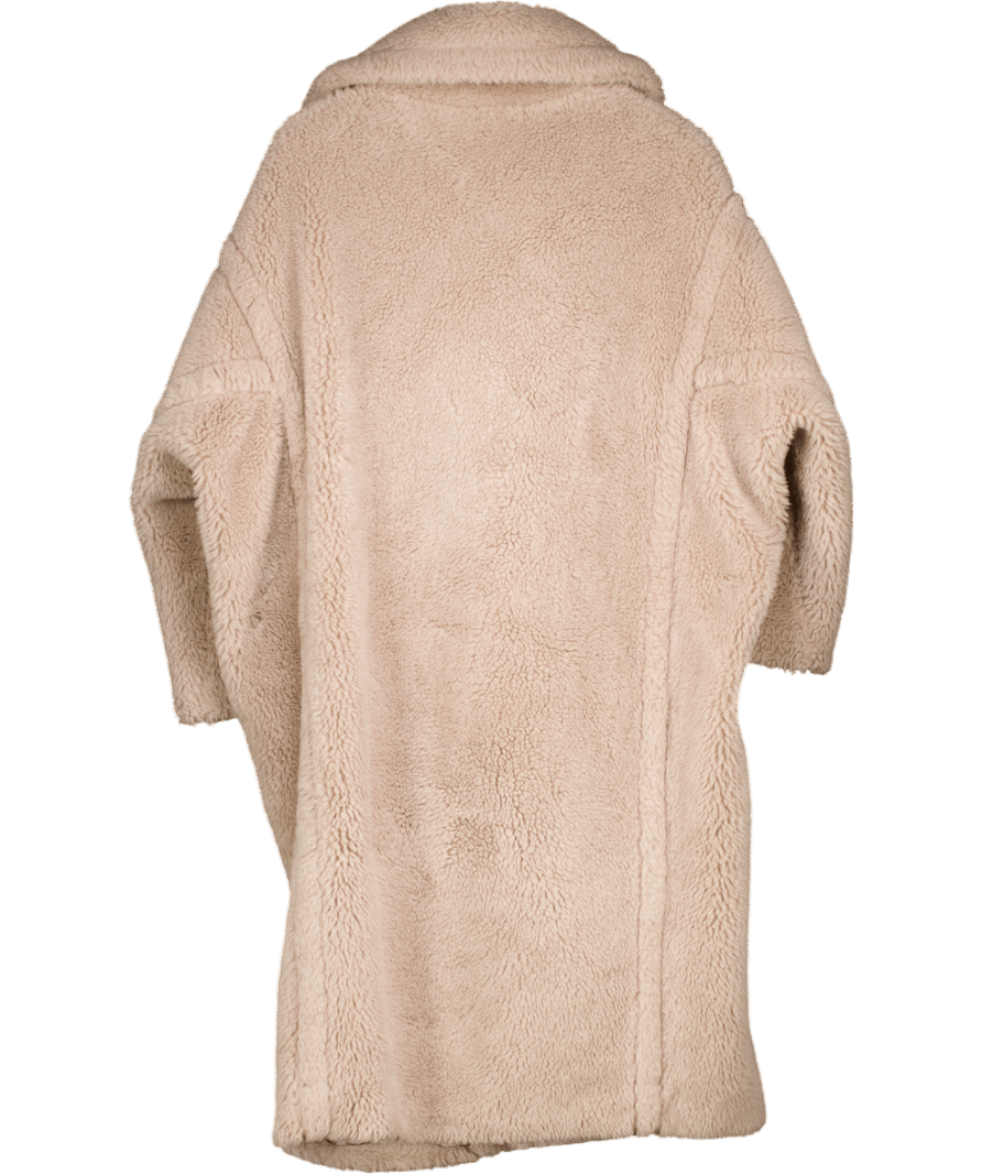 Maxmara Beige Teddy Bear Icon Coat In Taupe Alpaca, Wool & Silk Blend UK S - Reliked