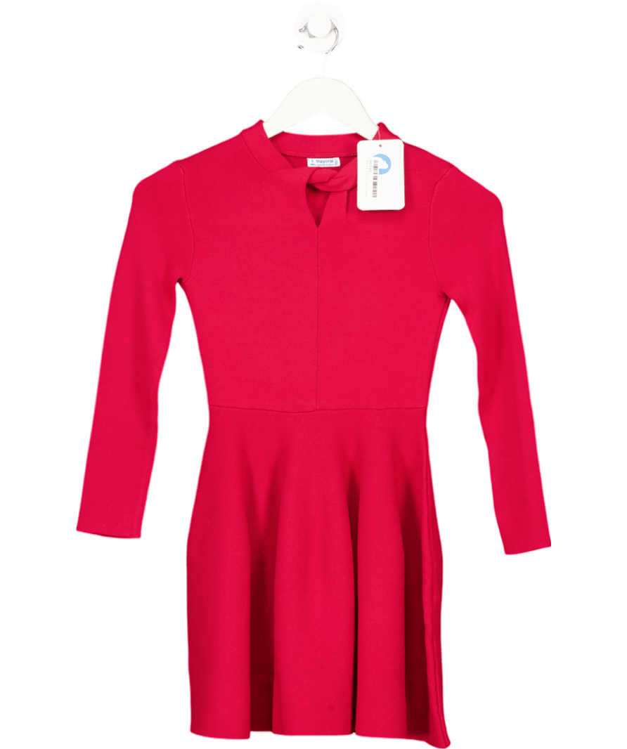 Mayoral Girls Fit & Flare Red Knitted Long Sleeve Dress 8 Years - Reliked