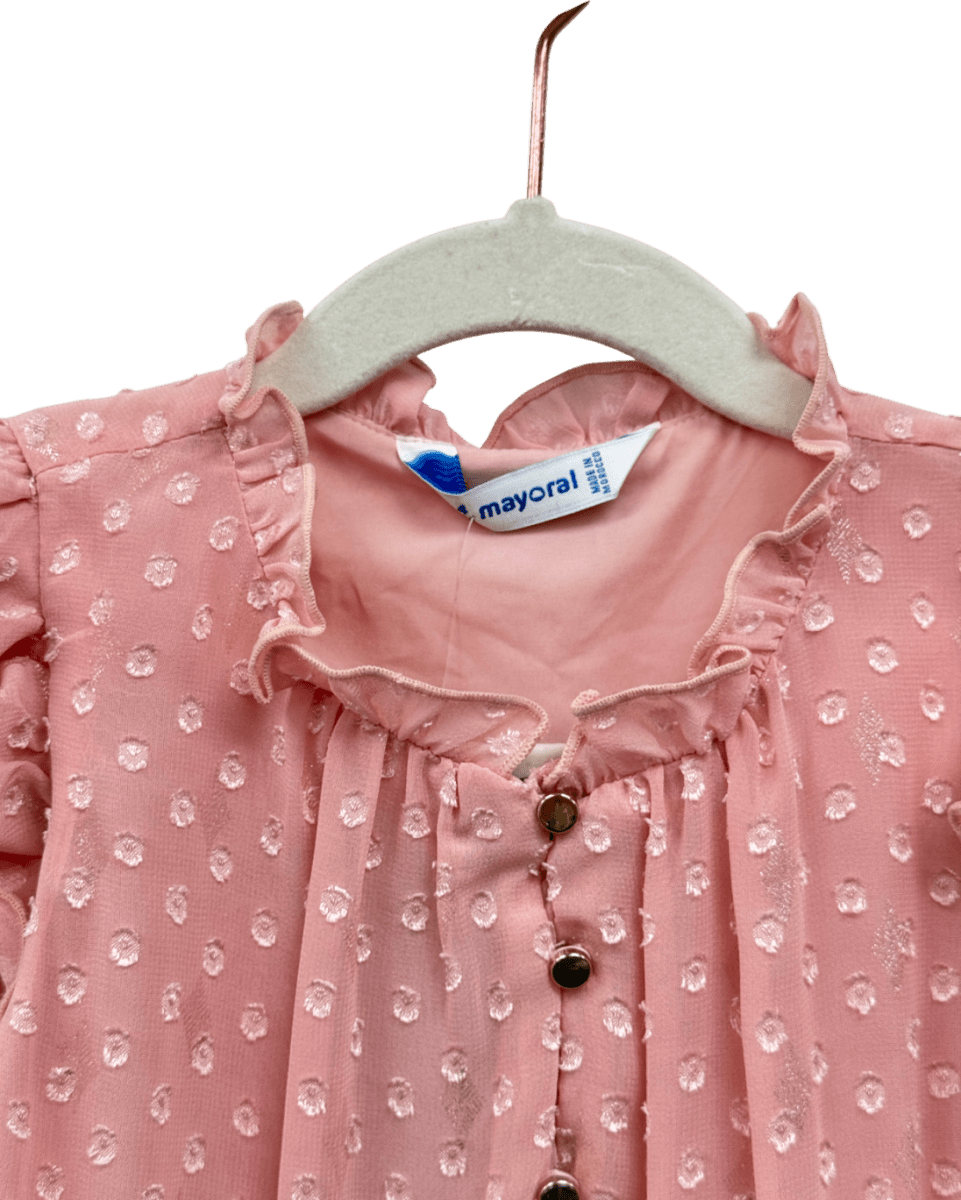 Mayoral Pink Dobby Tiered Dress 4 Years - Reliked