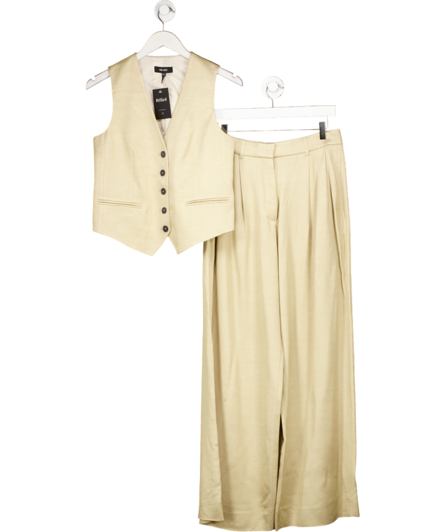ME + EM Beige Elevated Metallic Waistcoat + Tailored Wide - leg Trouser UK 10 - Reliked