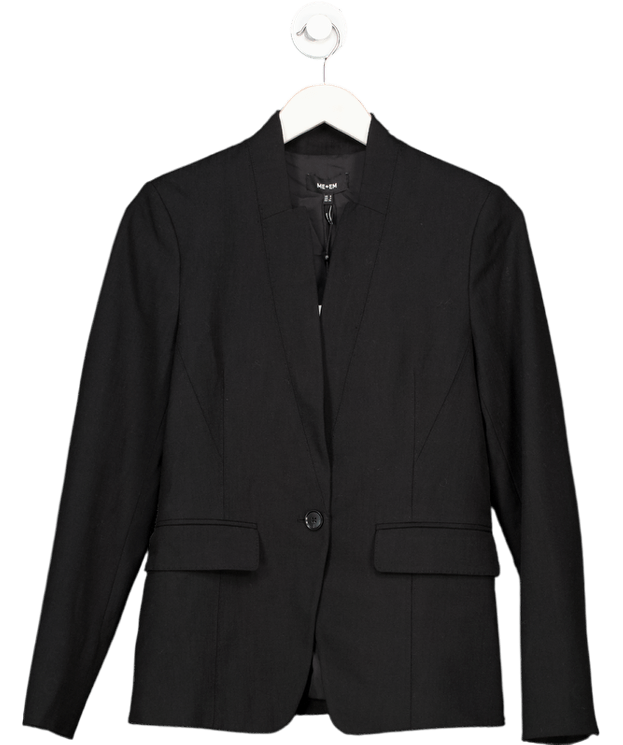 ME + EM Black Textured Summer Tailoring Blazer UK 8 - Reliked