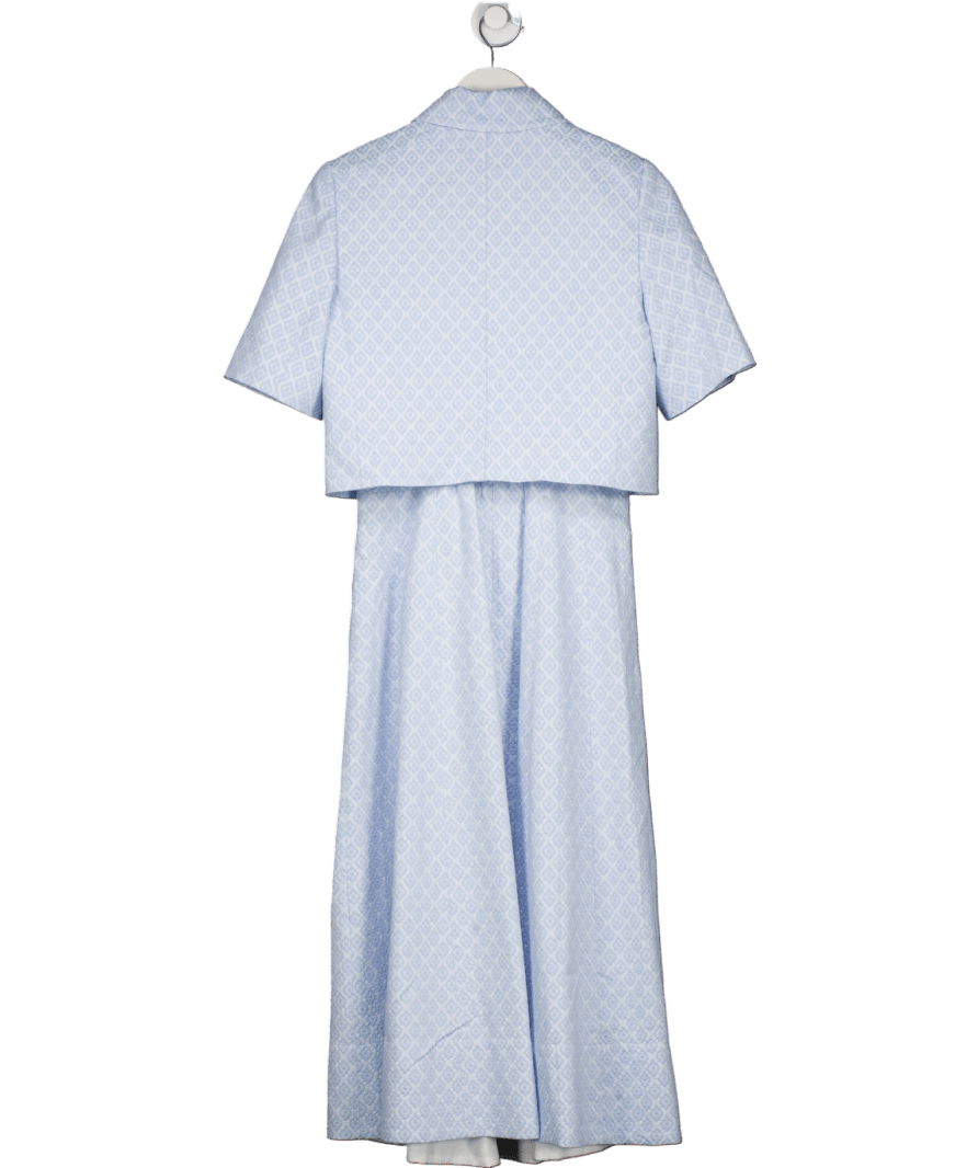 ME + EM Blue 2 - piece Jacquard Cropped Jacket And Fit And Flare Midi Dress UK 8 - Reliked