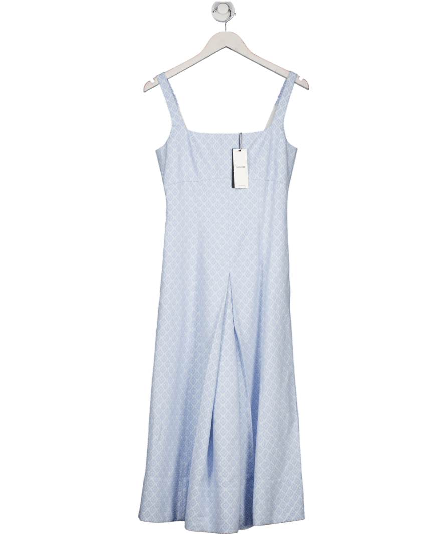 ME + EM Blue 2 - piece Jacquard Cropped Jacket And Fit And Flare Midi Dress UK 8 - Reliked