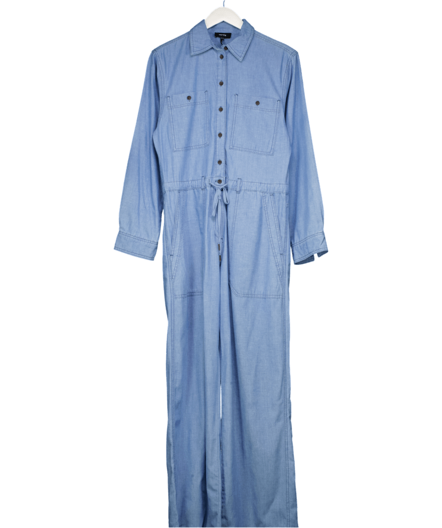ME + EM Blue Lightweight Non - stretch Denim Jumpsuit UK 8 - Reliked