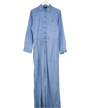 ME + EM Blue Lightweight Non-stretch Denim Jumpsuit UK 8