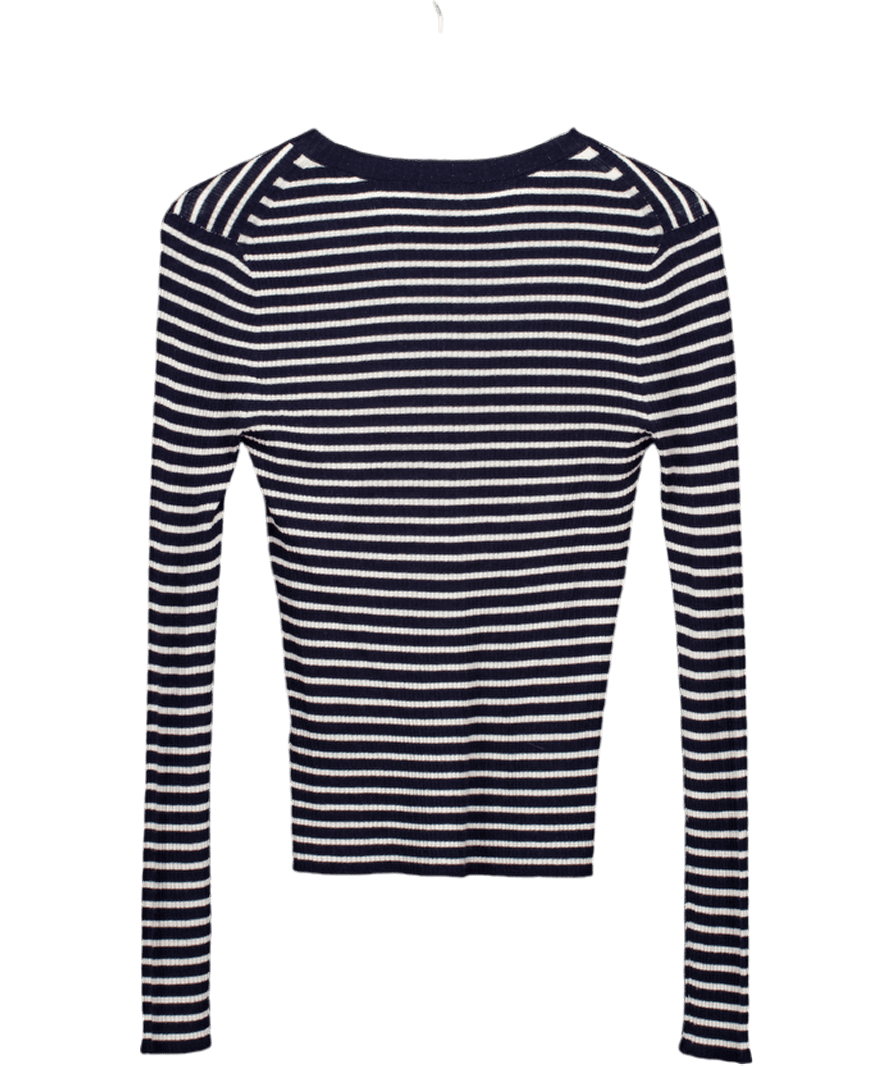 ME + EM Blue Merino Cashmere Barely There Henely Jumper UK 8 - Reliked