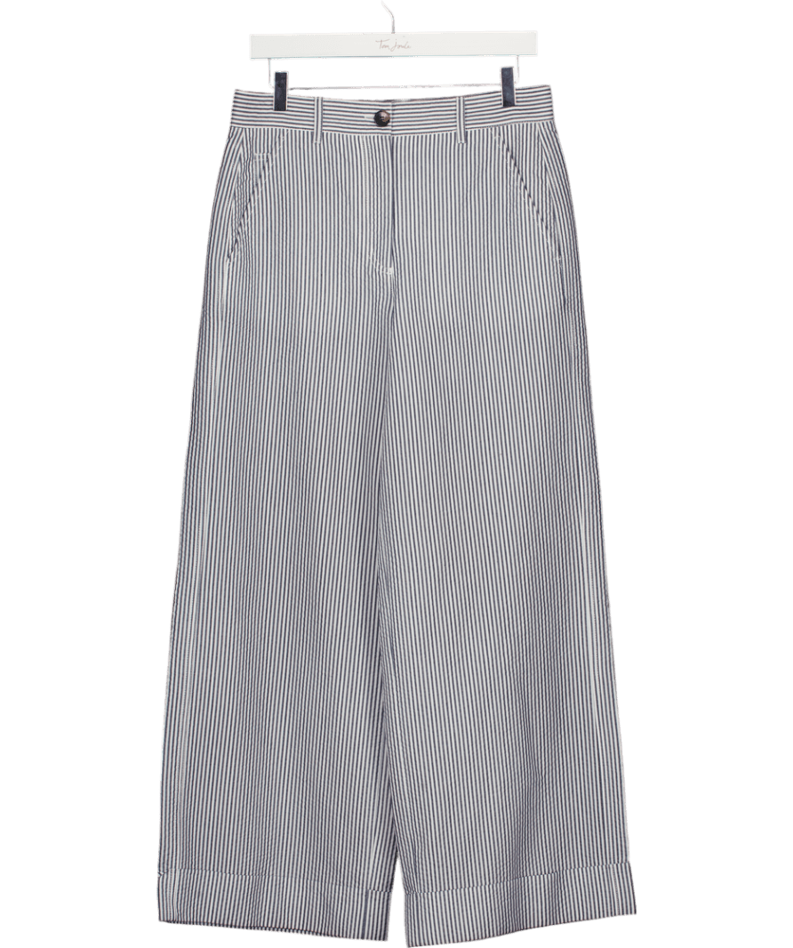 ME + EM Blue Navy Stripe Wide - leg Trousers UK 10 - Reliked