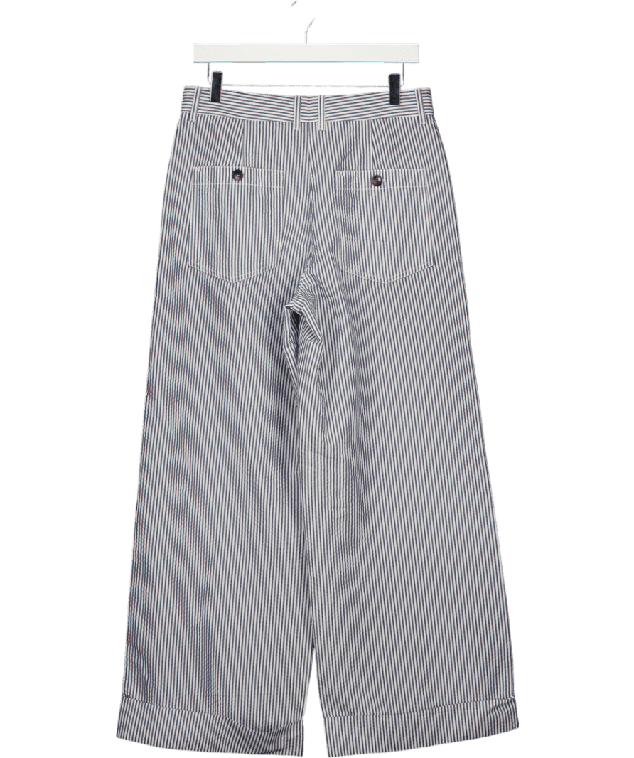 ME + EM Blue Navy Stripe Wide - leg Trousers UK 10 - Reliked