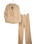 ME + EM Brown 2 - piece Wool Blend Double Breasted Blazer (uk 8) And Wide Leg Trouser Suit UK 6 - Reliked