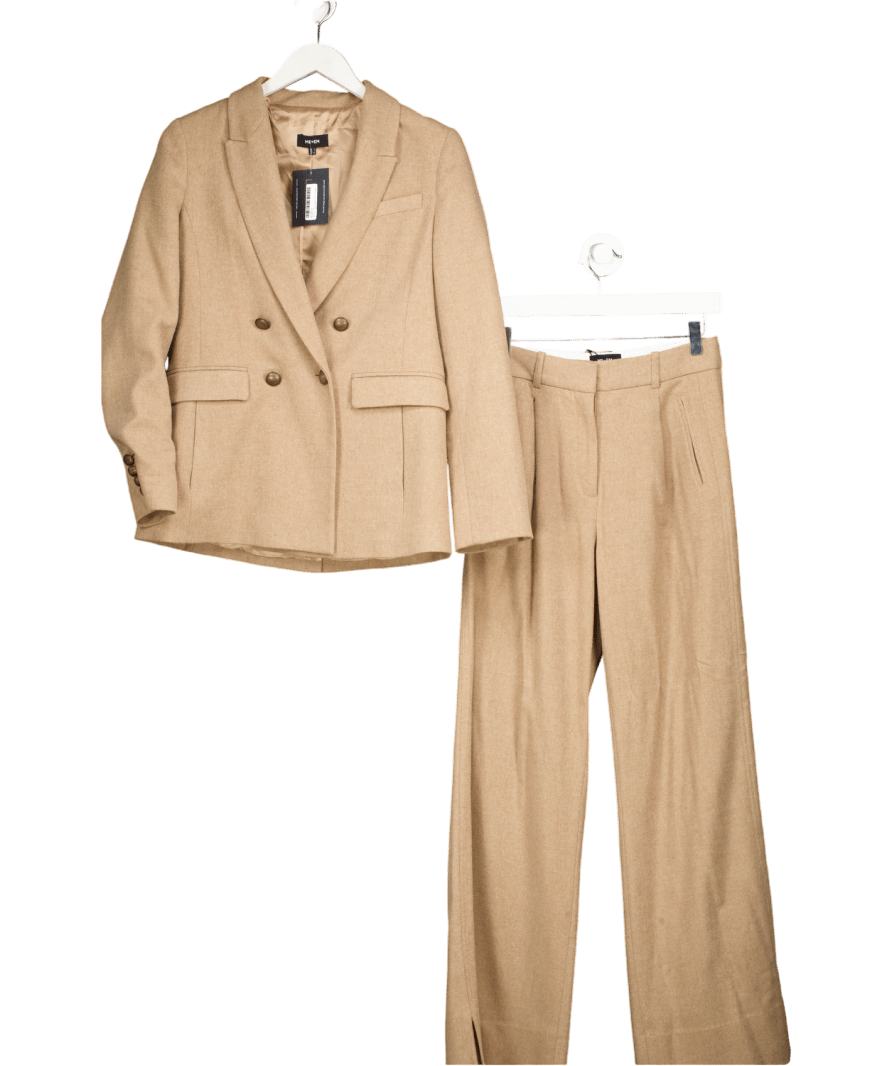 ME + EM Brown 2 - piece Wool Blend Double Breasted Blazer (uk 8) And Wide Leg Trouser Suit UK 6 - Reliked