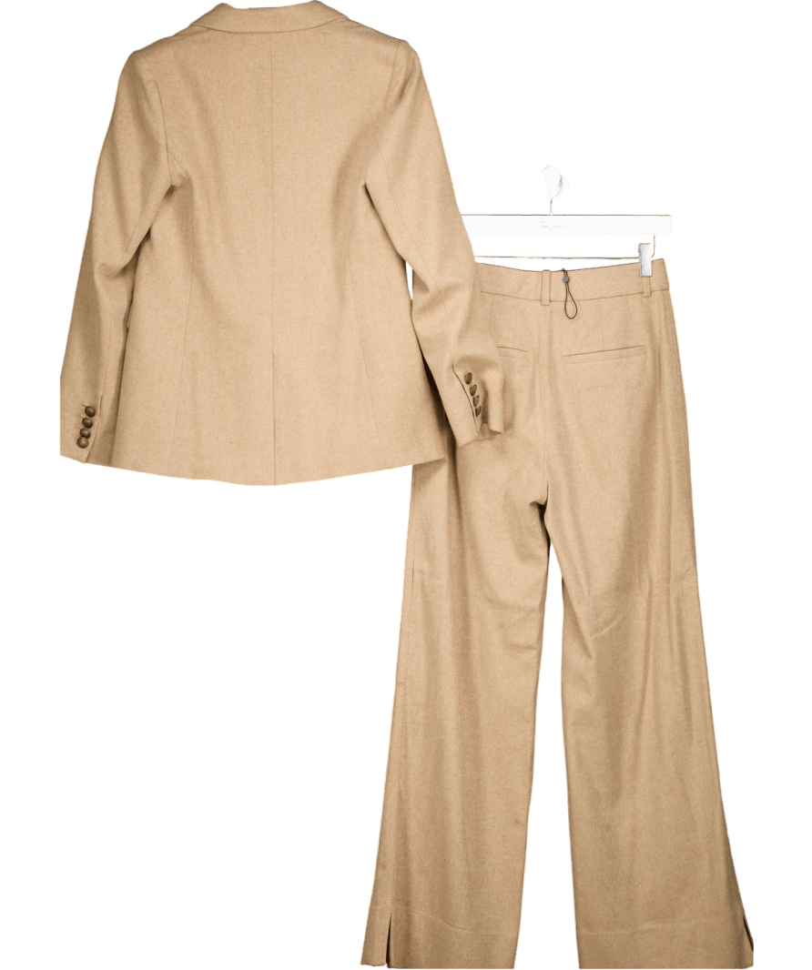 ME + EM Brown 2 - piece Wool Blend Double Breasted Blazer (uk 8) And Wide Leg Trouser Suit UK 6 - Reliked