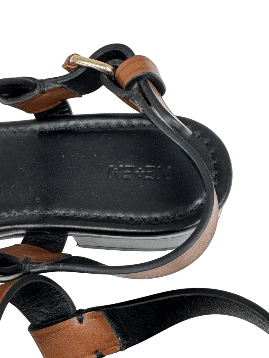 ME + EM Brown Tan Full Grain Leather Flat Sandals UK 5 EU 38 👠 - Reliked