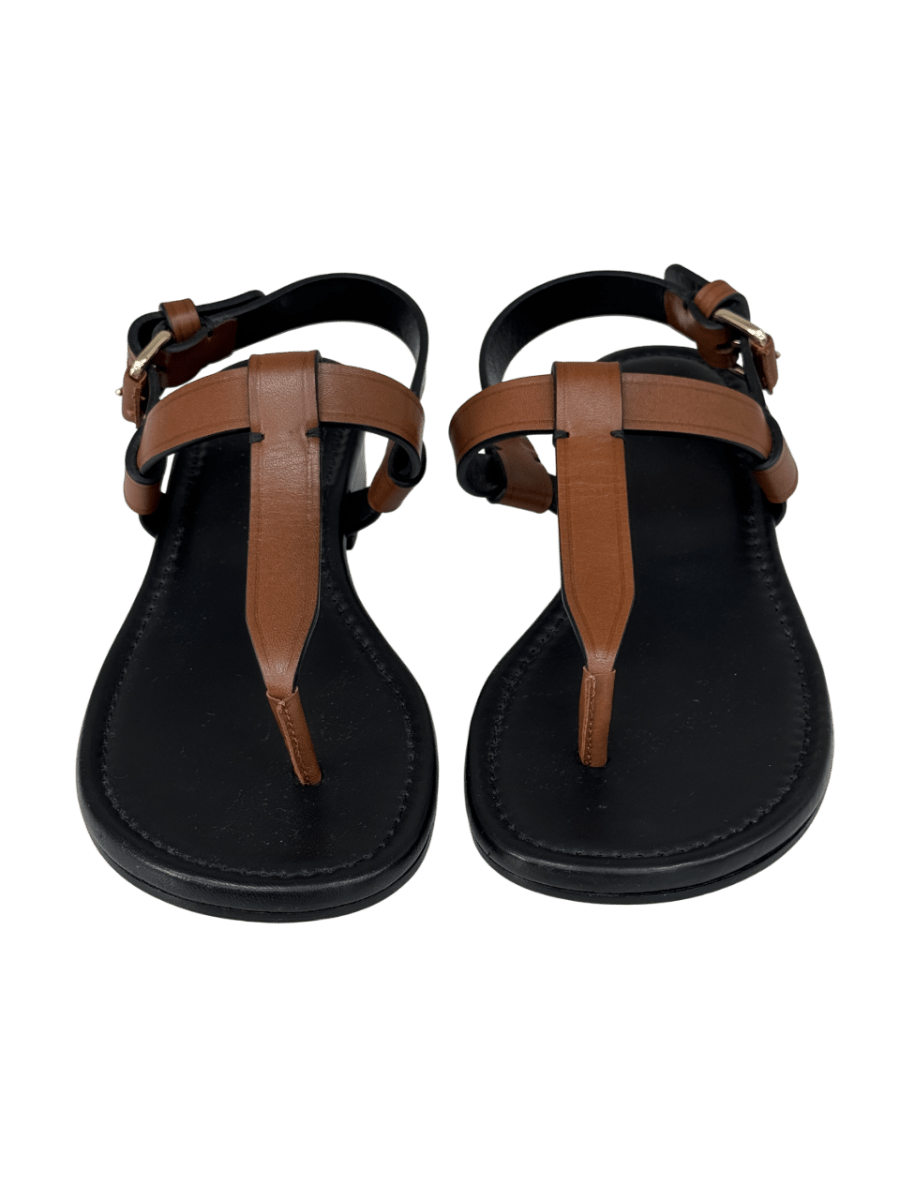 ME + EM Brown Tan Full Grain Leather Flat Sandals UK 5 EU 38 👠 - Reliked