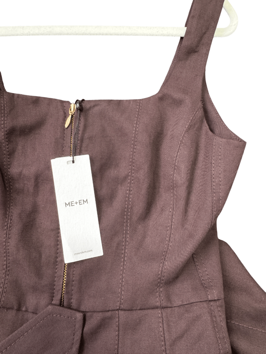 ME + EM Brown The Event Ready Tailored Jumpsuit + Belt Italian Linen + Cotton Blend UK 6 - Reliked