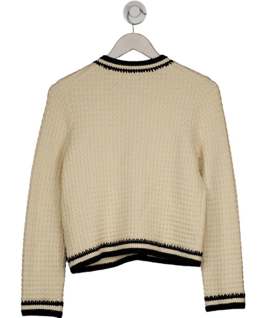 ME + EM Cream / Black Gold Button Cardigan UK S - Reliked