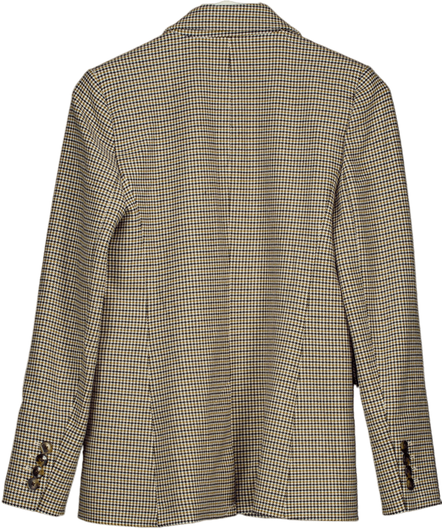ME + EM Cream Classic Wool Houndstooth Blazer - Cream/black/olive UK 8 - Reliked