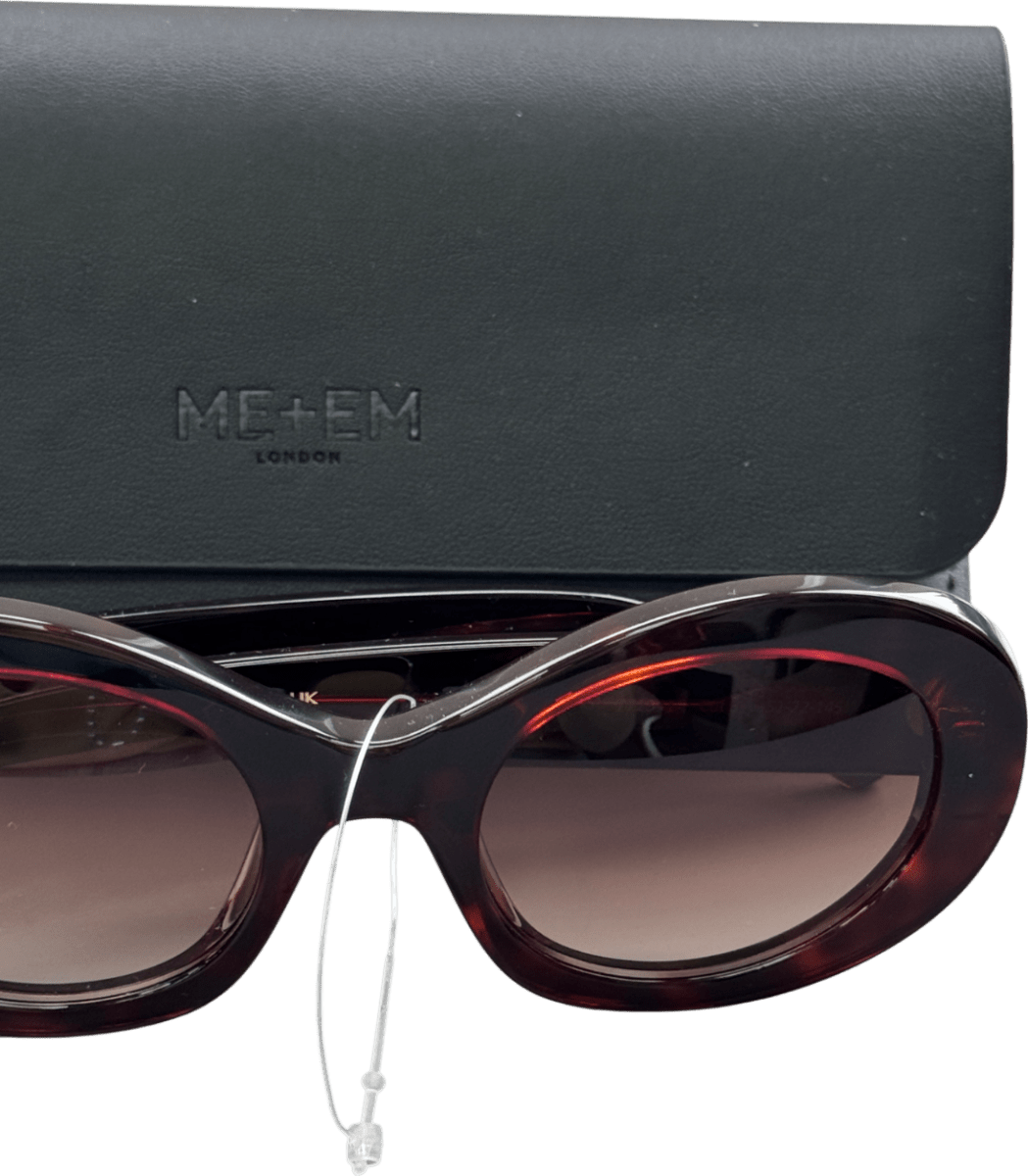 ME + EM Oval Frame Sunglasses In Case - Bark Brown Tortoiseshell One Size - Reliked