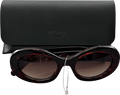 ME + EM Oval Frame Sunglasses In Case - Bark Brown Tortoiseshell One Size - Reliked
