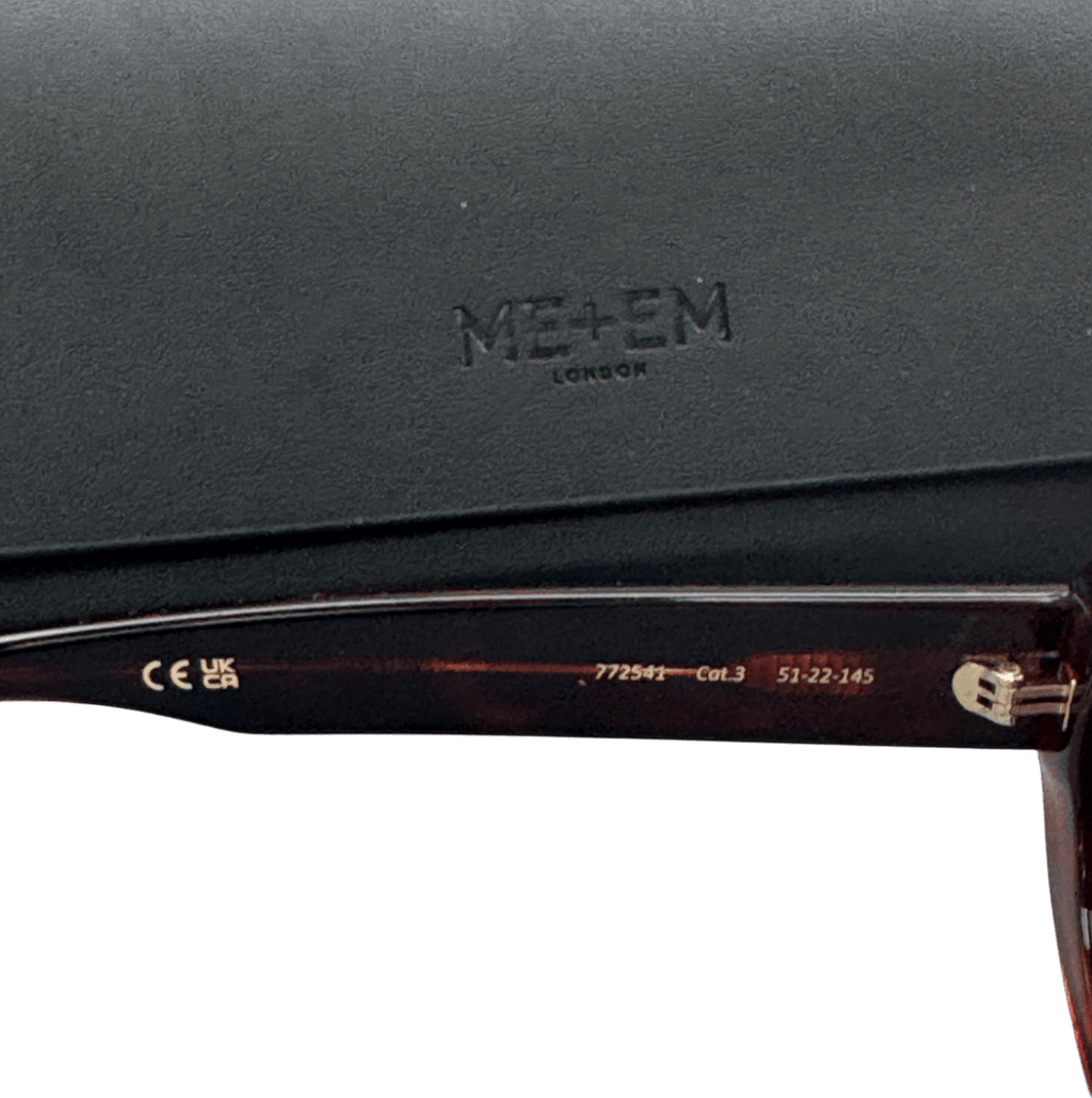 ME + EM Oval Frame Sunglasses In Case - Bark Brown Tortoiseshell One Size - Reliked