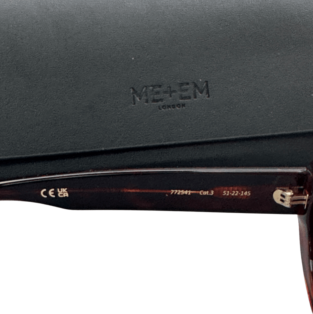 ME + EM Oval Frame Sunglasses In Case - Bark Brown Tortoiseshell One Size - Reliked
