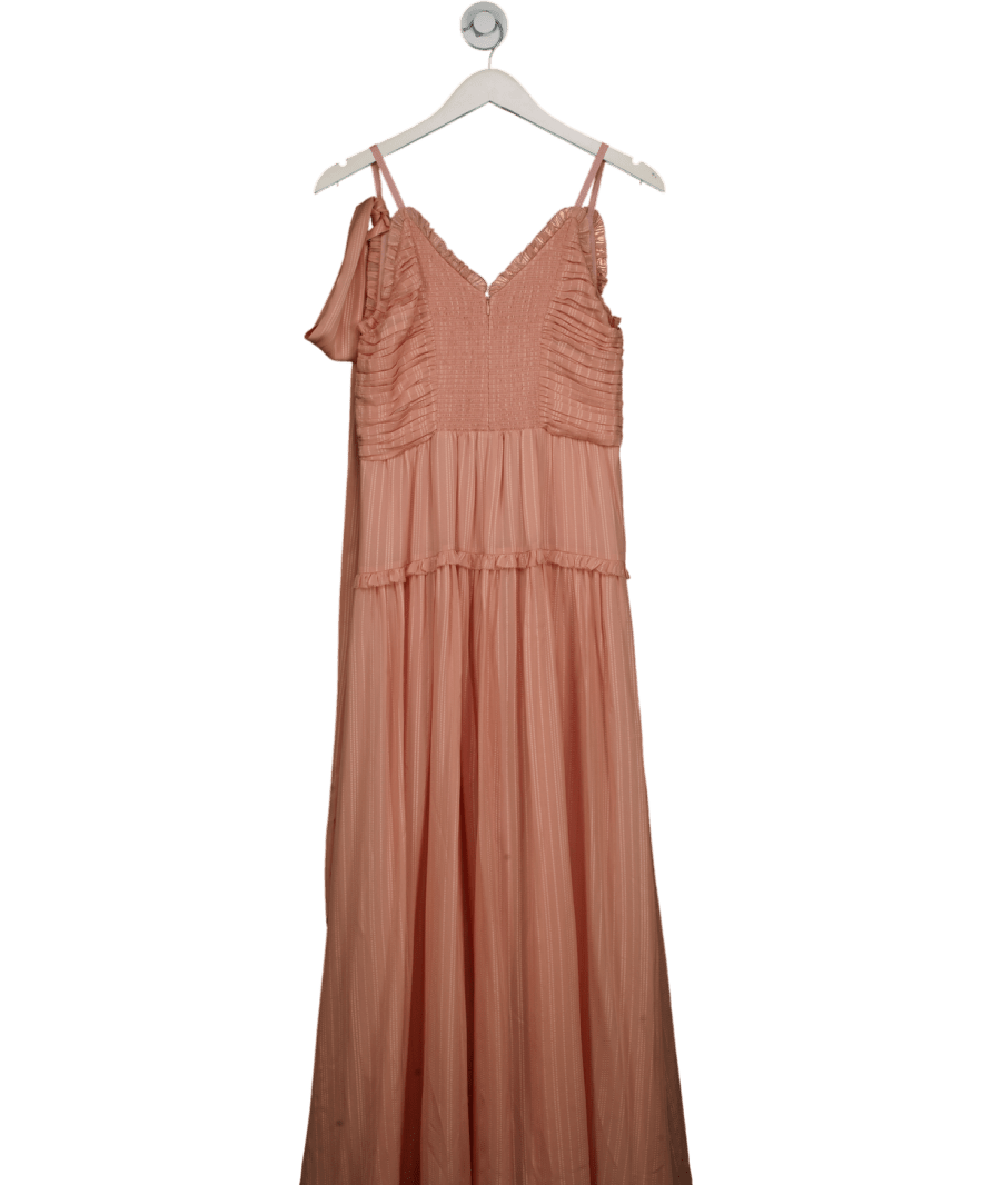 Me + Em Pink Textured Sleeveless Silk Maxi Dress UK S - Reliked
