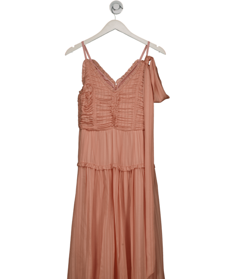Me + Em Pink Textured Sleeveless Silk Maxi Dress UK S - Reliked