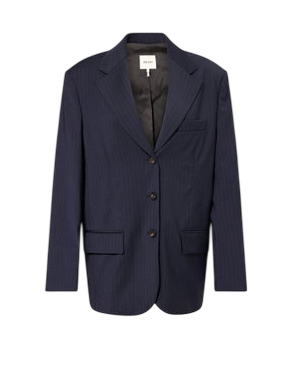 ME + EM Navy Blue Wool Blend Icon Oversized Blazer UK 12