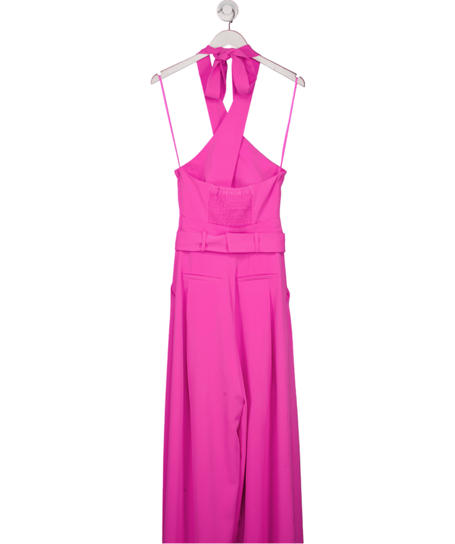 ME + EM Ultra Pink Super Wide Leg Halterneck Jumpsuit + Belt UK 6 - Reliked