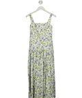 ME + EM White / Blue Twisting Poppy Print Square - neck Cotton Maxi Dress UK 8 - Reliked