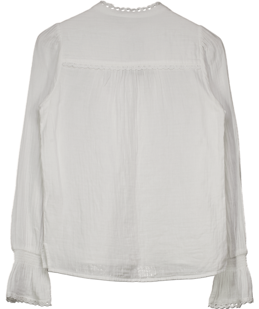 ME + EM White Lace Trim 100% Cotton Blouse UK 6 - Reliked