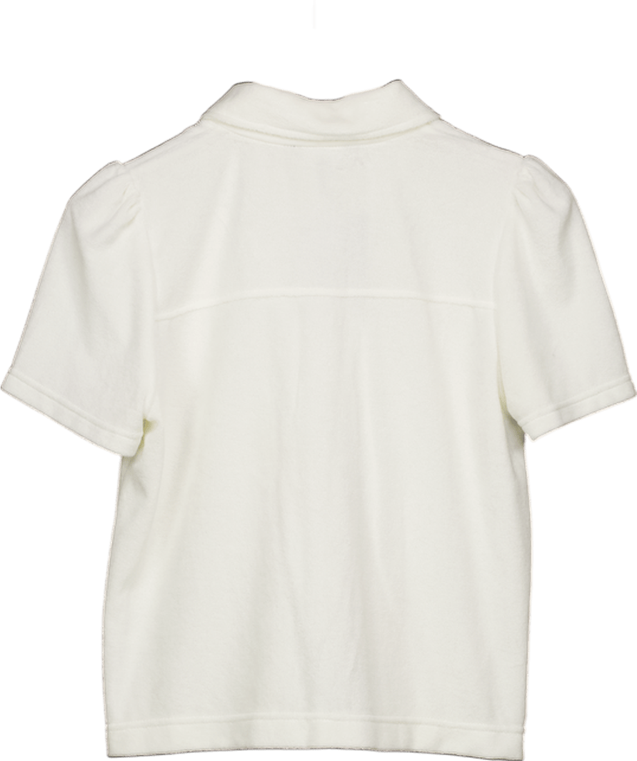 ME + EM White Towelling Short - sleeve Shirt UK 8 - Reliked