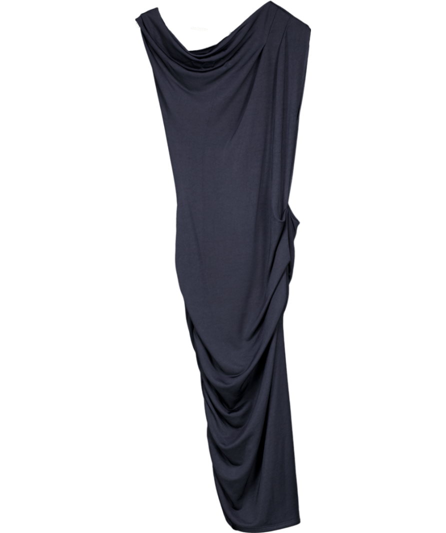 Me & Thee Navy Blue Draped Midi Dress UK 10 - Reliked