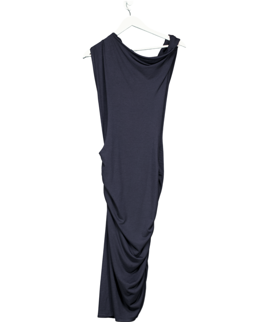 Me & Thee Navy Blue Draped Midi Dress UK 10 - Reliked