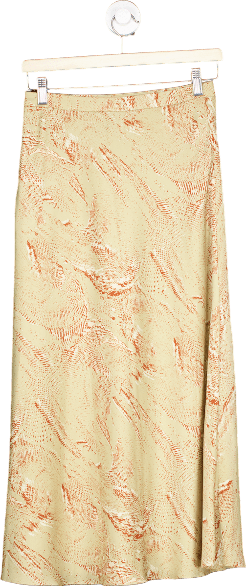 ME+EM Beige Patterned Midi Skirt Size UK 6 - Reliked