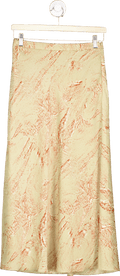 ME+EM Beige Patterned Midi Skirt Size UK 6 - Reliked