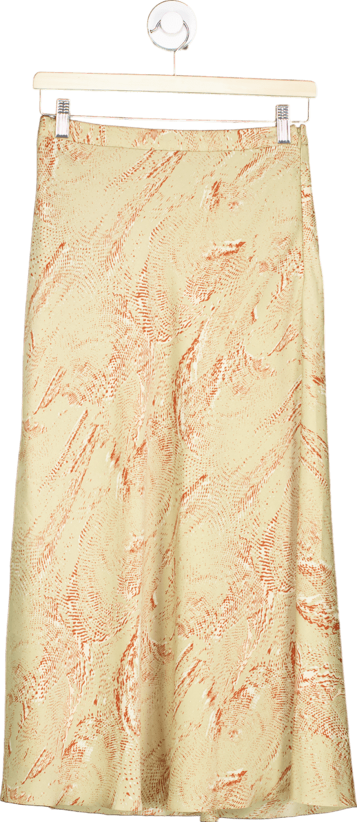 ME+EM Beige Patterned Midi Skirt Size UK 6 - Reliked