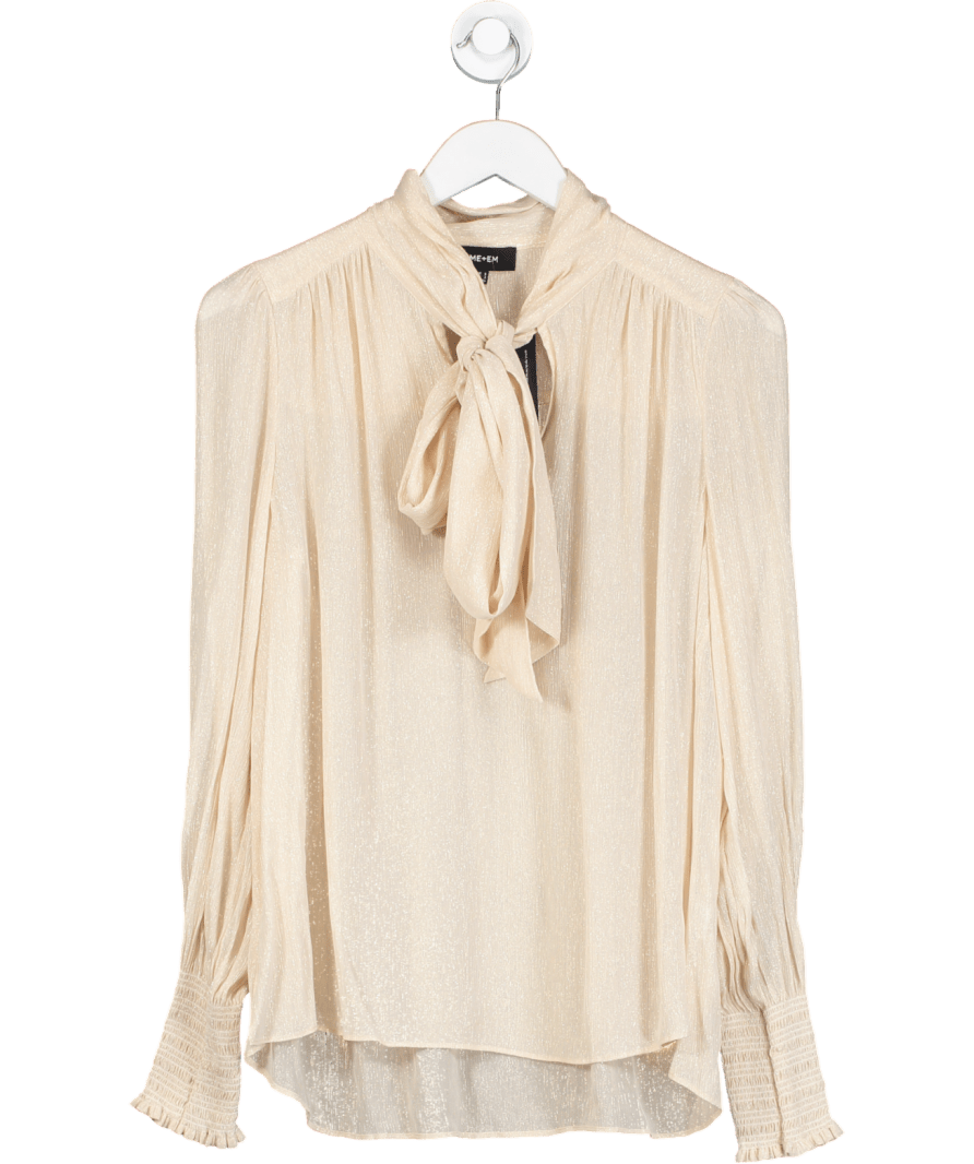 ME+EM Beige Pussybow Blouse UK 6 - Reliked