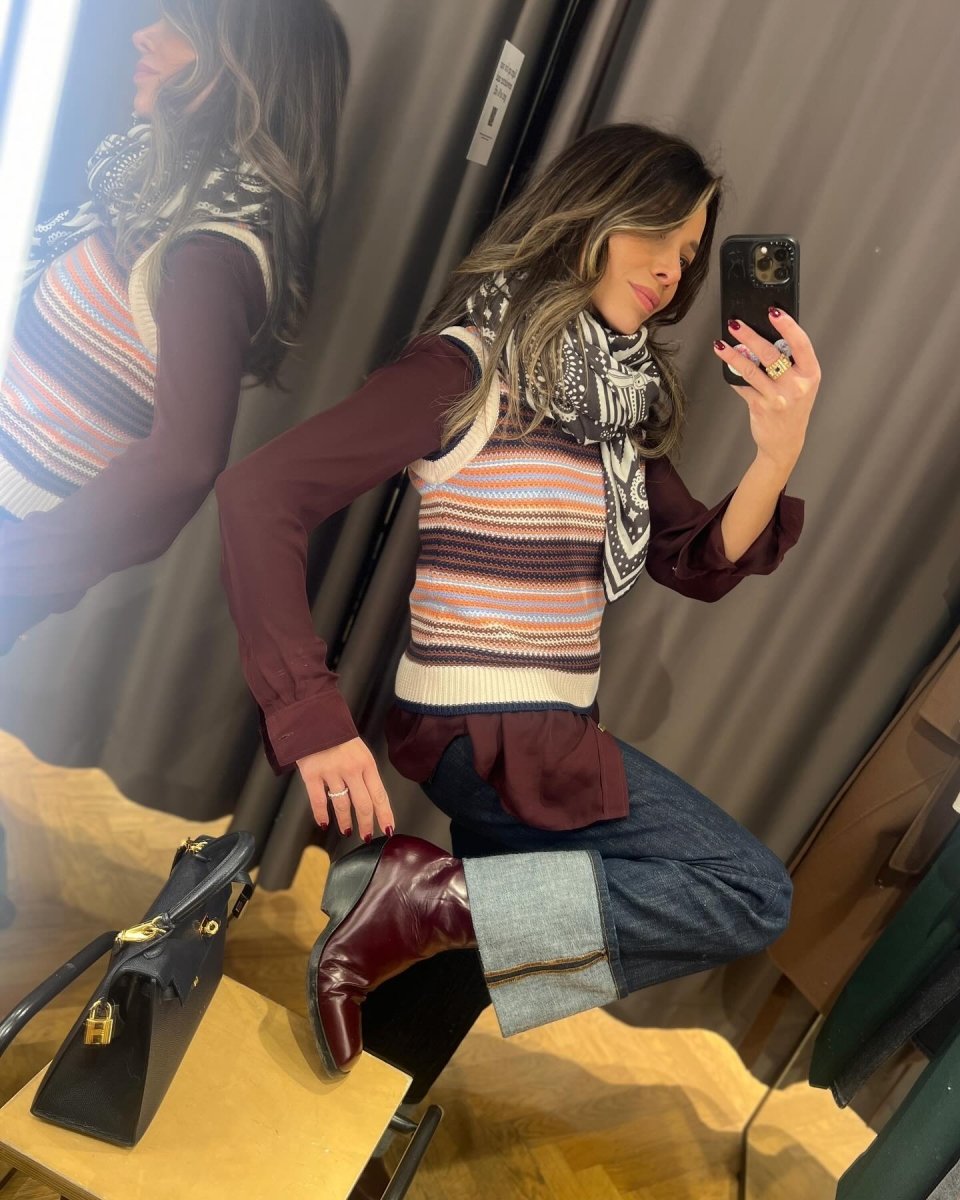 Me+Em Multicolour Striped Cotton Knit Sleeveless Top UK XS - Reliked