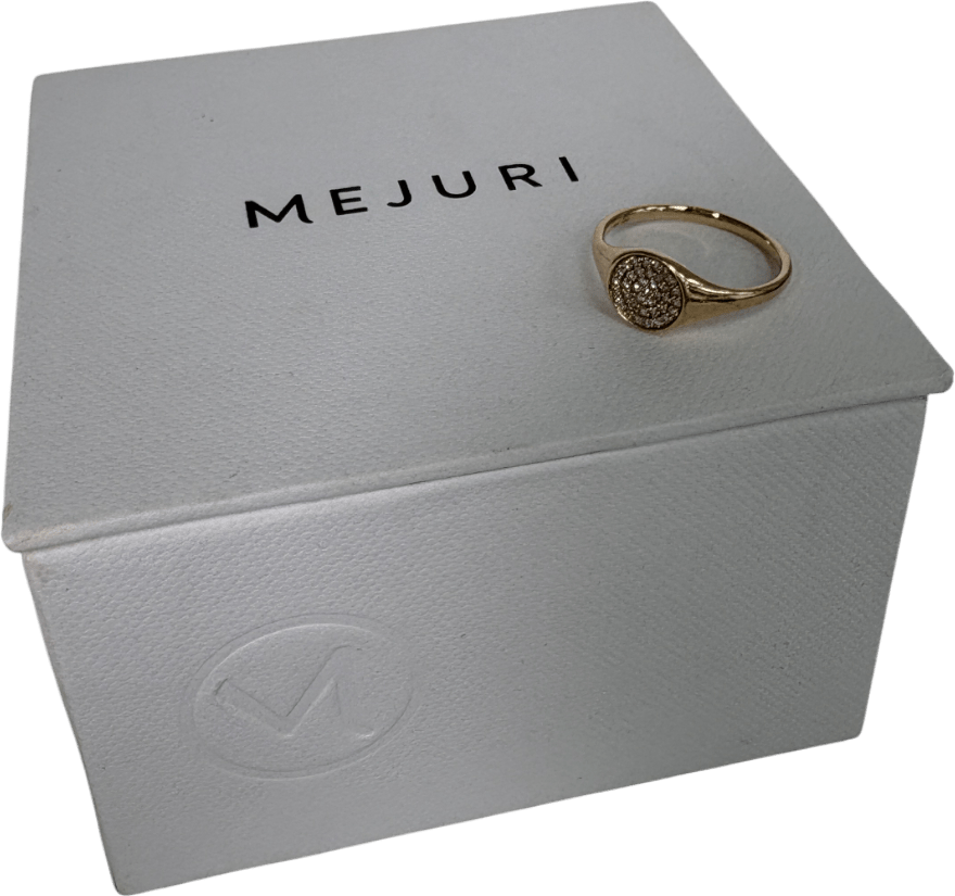 mejuri 14k yellow gold Pavé Diamond Signet Pinky Ring Size L - Reliked