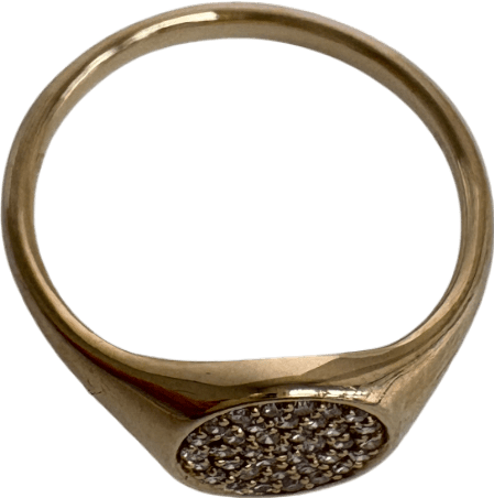 mejuri 14k yellow gold Pavé Diamond Signet Pinky Ring Size L - Reliked