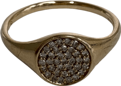 mejuri 14k yellow gold Pavé Diamond Signet Pinky Ring Size L - Reliked