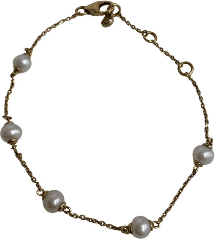 Mejuri gold vermeil Mini Pearl Satellite Bracelet - Reliked