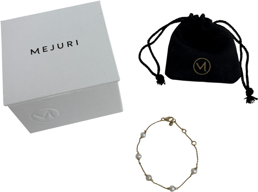 Mejuri gold vermeil Mini Pearl Satellite Bracelet - Reliked