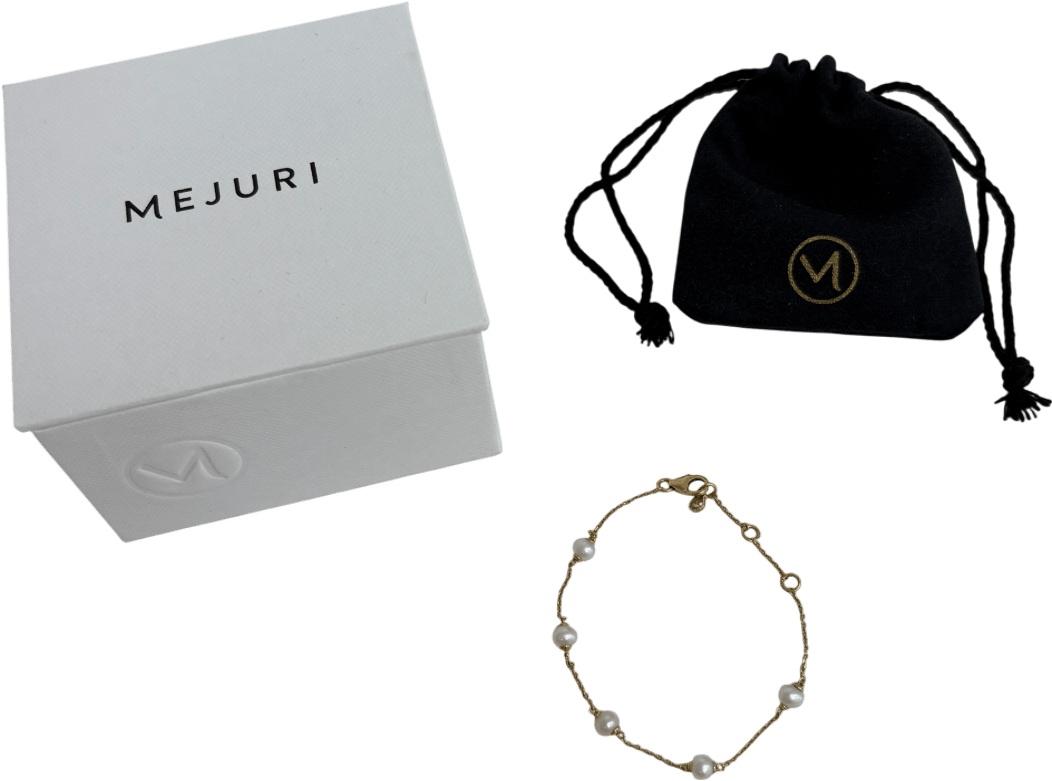 Mejuri gold vermeil Mini Pearl Satellite Bracelet - Reliked