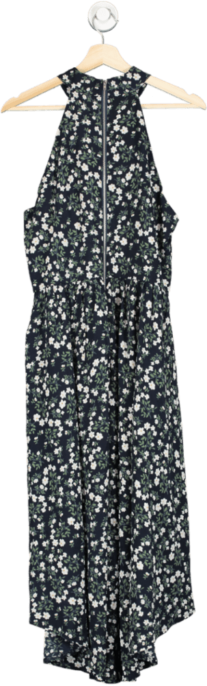 Mela London Navy Blue Halter Neck Floral Midi Dress UK 12 - Reliked