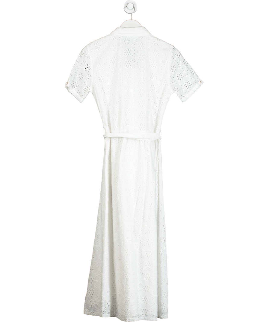 Melissa Odabash White Broderie Anglaise Midi Shirt Dress UK S - Reliked