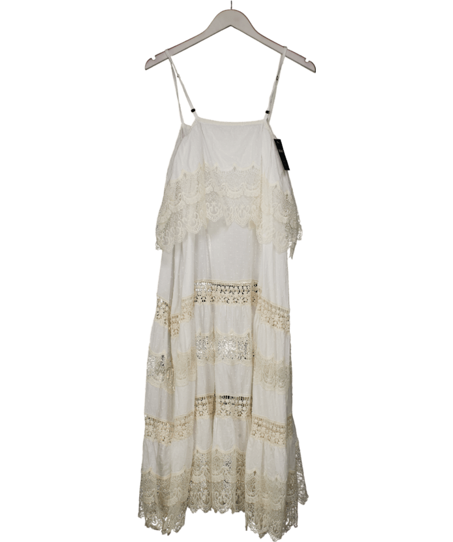 Mes Demoiselles White Lace Detailed Maxi Dress UK S - Reliked